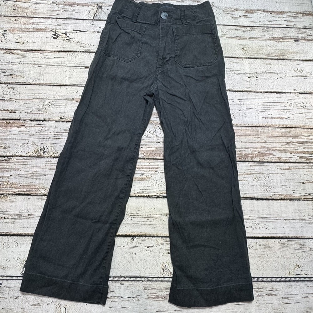 Anthropologie Maeve Colette Black Linen Blend Women's Sz 25 Cropped Pants